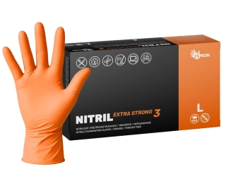 Nitrilové rukavice NITRIL EXTRA STRONG3 100 ks, nepudrované, oranžové, 5.4 g, Velikost L