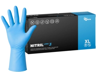Nitrilové rukavice NITRIL LONG3 100 ks, nepudrované, modré, 6.2 g, Velikost XL