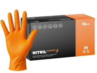 Nitrilové rukavice NITRIL DIAMOND3 100 ks, nepudrované, oranžové, 8.0 g, Velikost M